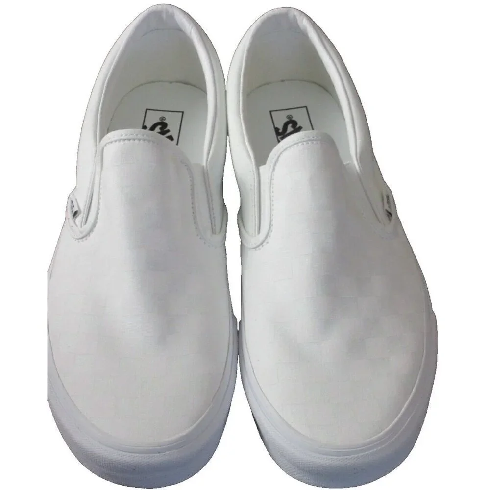 Vans Men's Classic Slip On True White Checkerboard Canvas Skate Shoes Sizes NIB